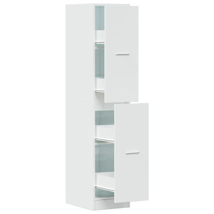 Apothecary Cabinet High Gloss White 30x41x144.5 cm Engineered Wood Side Cabinet Organizer Storage Cabinet Storage Box for Bedroom, Living Room, Bathroom, Home Furniture