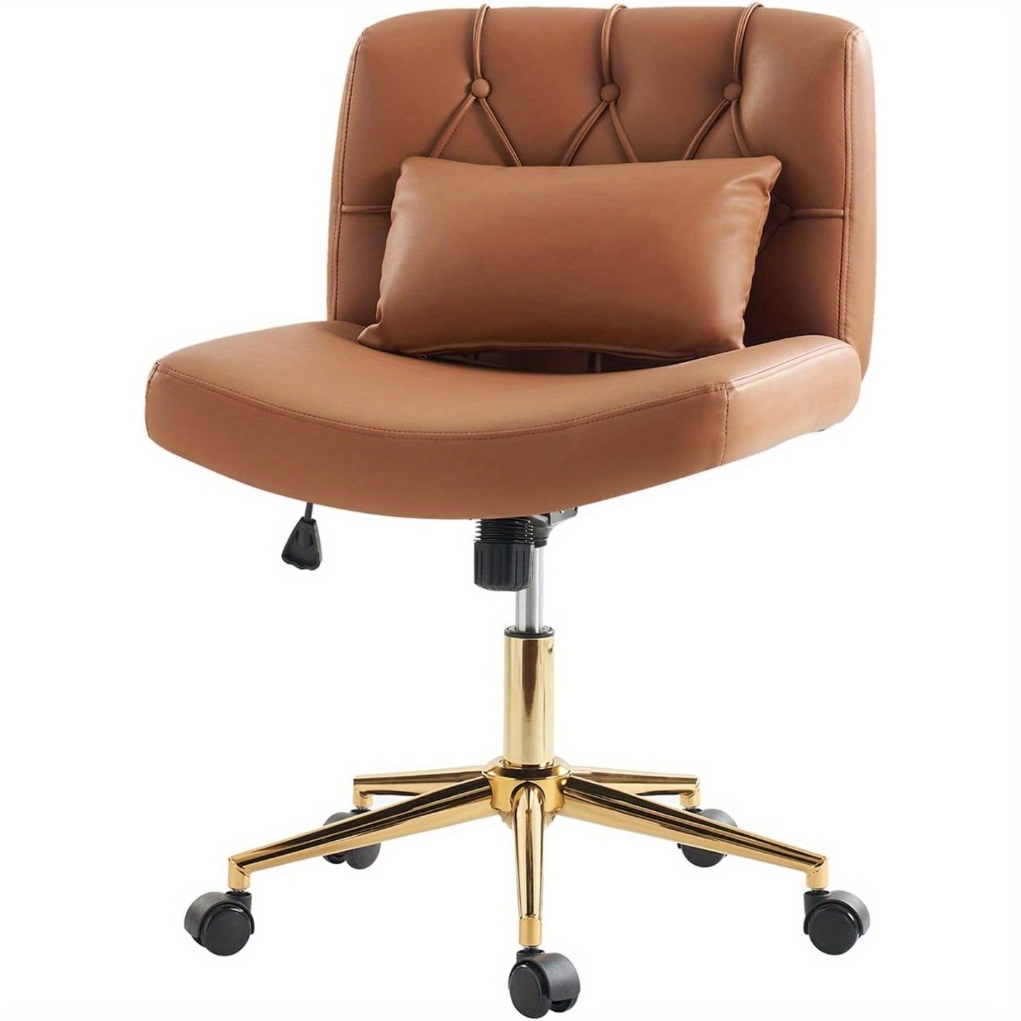 Ergonomische Bureaustoel – Kantoorstoel – Werkstoel – Desk Chair – Zonder Armleuningen – Verstelbaar in Hoogte – Zwarte Bekleding Met Zachte Polyurethaan Zitkussen