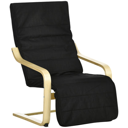 Loungestoel – Fauteuil – Relaxstoel – Zithoekstoel – Schommelstoel – Met Verstelbare Voetensteun – Stevig Metalen Frame – Comfortabele Linnen Bekleding