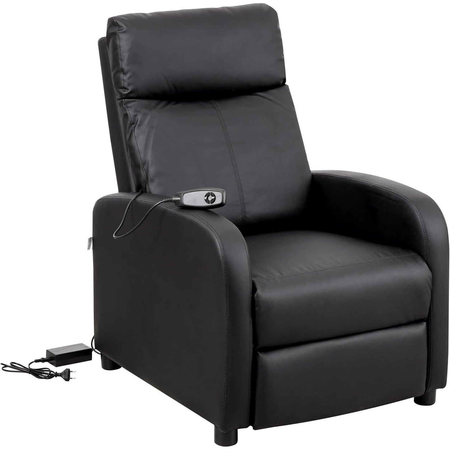 Relaxfauteuil – Relaxstoel – Elektrische Fauteuil – TV Stoel – Loungestoel – Elektrisch Verstelbaar – Met Voetsteun – Zwart Kunstleer – Compact 66x75x99 cm
