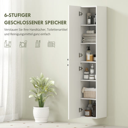 Medicijnkastje – Medicijnkast – Badkamerkast – Apothekerskast – Wandkast – Wit – 6 Vakken – Soft-Close Deuren – MDF Waterbestendig Met Gouden Scharnieren