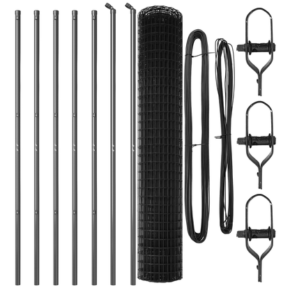 Recinzione Euro 7-Post 1.5x10m - Zincato Grigio Metal Garden Trellis with 7 Horizontal Bars, Sturdy Reinforced Posts for Climbing Plants, Ivy, Roses & Roses - Durable Outdoor Plant Support, Garden Trellis for Climbing Plants,
