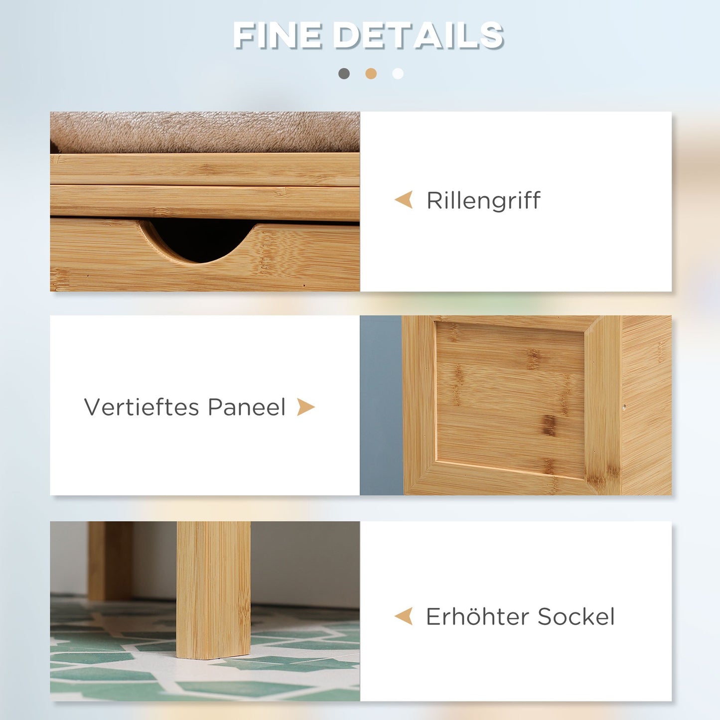 Badkamerkast – Badmeubel – Kolomkast – Wastafelonderkast – Opbergkast – Natuurlijk Bamboe – Compact 30x30x140 cm