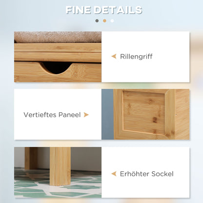 Badkamerkast – Badkamermeubel – Opbergkast – Kolomkast – Wastafelonderkast – Bamboe Materiaal – Compact 30x30x140 cm – Tip-Over Beveiliging
