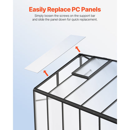 Kasje – Tuinkas – Kweekkas – Broeikas – Serre – Aluminium Frame – Polycarbonaat Panelen – 244x366 cm – Ventilatiesysteem