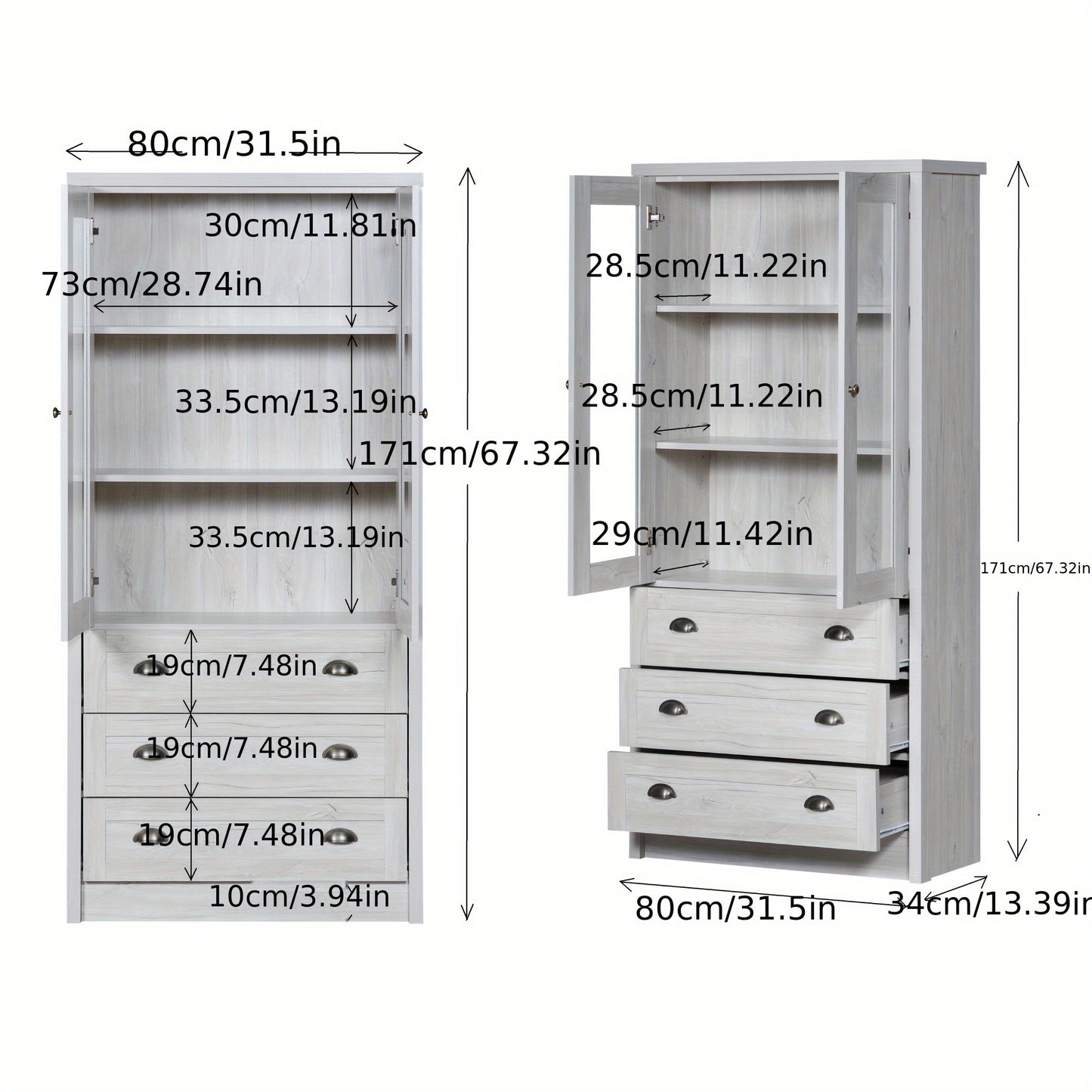 Halgangkast – Opberger – Schoenenkast – Kast – Bergkast – Wit – Hoog Slank Design – Bamboe Met Glazen Deur