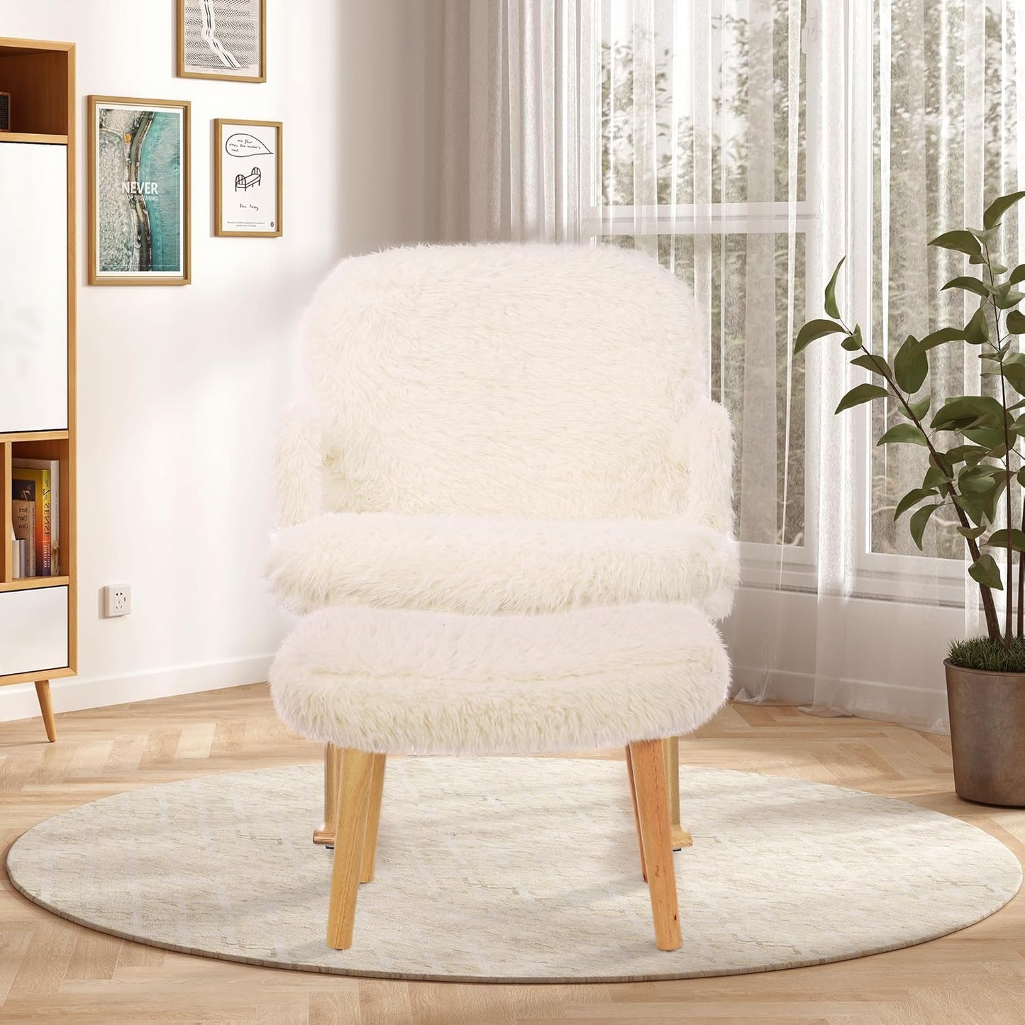 Fauteuil – Relaxstoel – Zithoekstoel – Loungefauteuil – Leunstoel – Gevoerd Met Voetenbank – Massief Houten Frame – Memory Foam Zitting – Belastbaar Tot 150 Kg