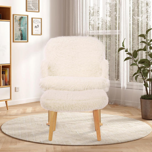 Fauteuil – Relaxstoel – Zithoekstoel – Loungefauteuil – Leunstoel – Gevoerd Met Voetenbank – Massief Houten Frame – Memory Foam Zitting – Belastbaar Tot 150 Kg