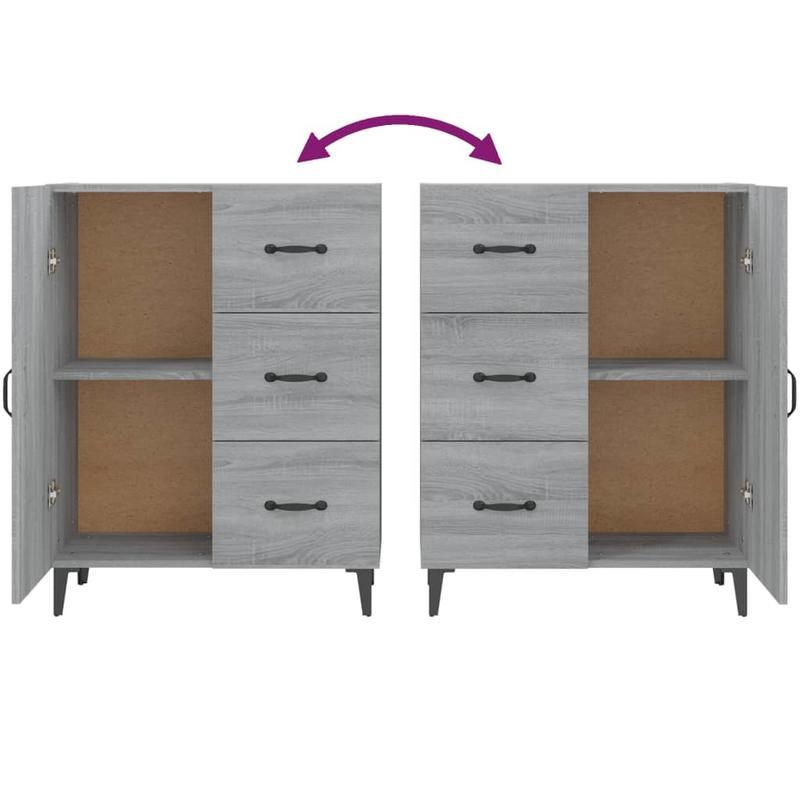 Sideboard – Dressoir – Opbergkast – Tv-meubel – Grijs – Hardhout – 69,5x34x90 cm – Vloermontage