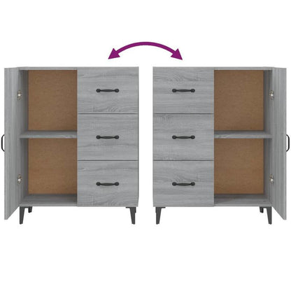 Sideboard – Dressoir – Opbergkast – Tv-meubel – Grijs – Hardhout – 69,5x34x90 cm – Vloermontage