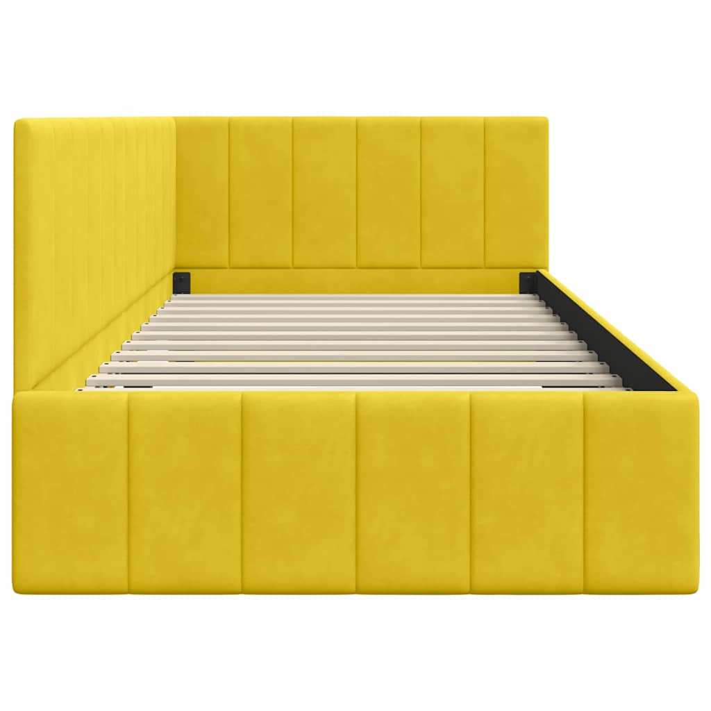 Bedframe – Bed – Eenpersoonsbed – Slaapbank – Kinderbed – Blauw Velvet Hoofdbord – Stevig Plaatmateriaal – Lattenbodem 80x200 cm