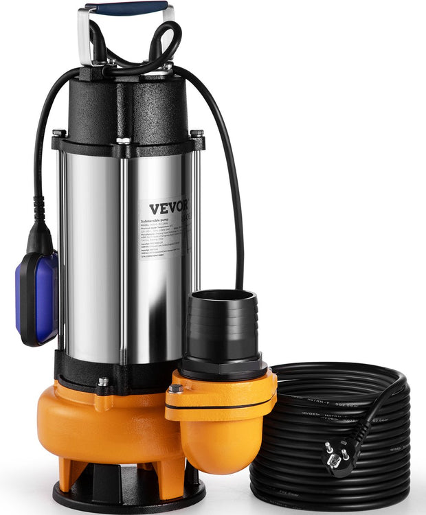 Dompelpomp - Maximaal Hefvermogen van 18m - 60.000L/U - Corrosiebestendige Gietijzeren Basis - Automatische Vlotterschakelaar - Voor Zwembaden - Kelders - Vijvers en Overstroomde Gebieden - 2200W - Zilver