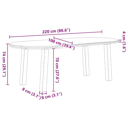 Eettafel – Tafel – Dinertafel – Eetkamertafel – Houten Tafel – Massief Eikenhout – Antraciet Stalen Poten – 220x100x74 cm – Verstelbare Pootjes – Robuuste Afwerking