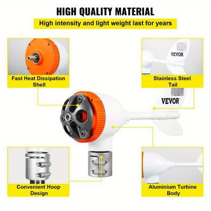 12V Windturbine Generator – Windenergie Generator – Windmolen – Compacte Turbine – 400W Output – MPPT-Controller – Volautomatisch Richtbaar
