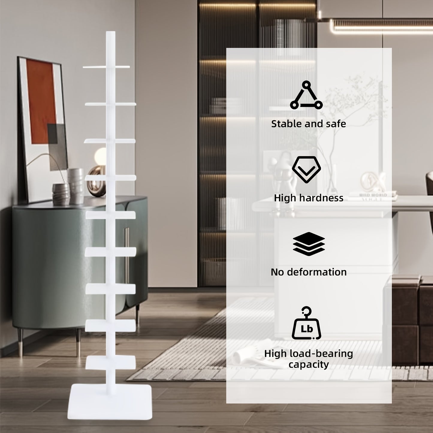 Boekenkast – Boekenrek – Vakkenkast – Stellingkast – Opbergkast – 9 Planken – Draaibaar Metalen Frame – Smal Hoog Verticale Opberger