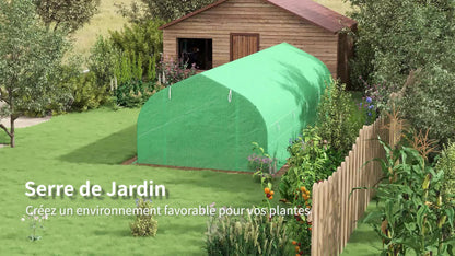 Outsunny Garden Greenhouse Tunnel 24 Large Size 8 x 3 x 2 m with PE Tarpaulin, 24mm Galvanized Steel Frame, Roll-up Door and 12 Green Windows