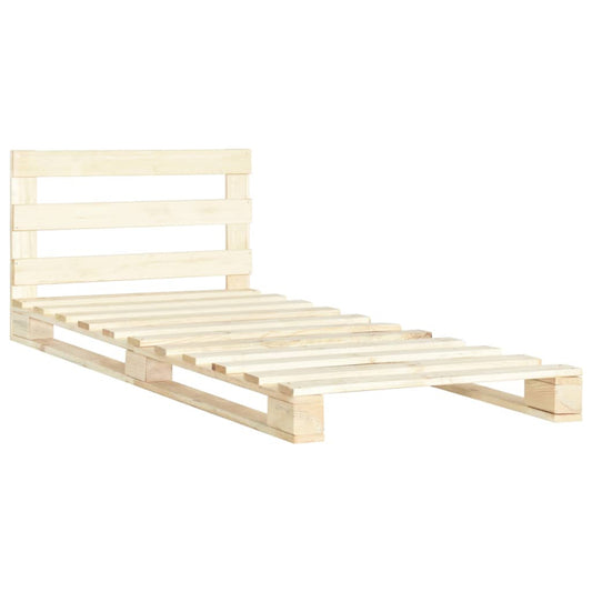 Massief Houten Bed – Bedframe – Eenpersoonsbed – Slaapkamerbed – Stevig Bed – 200x90x65 cm – Met Hoofdbord – Massief Dennenhout