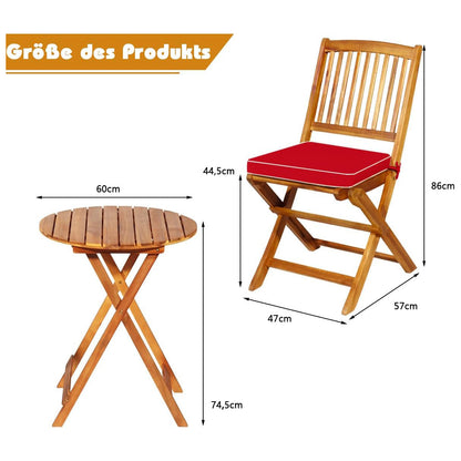 Bistroset – Balkonset – Tuinset – Tuintafelset – Tuinmeubelset – Inklapbaar Design – Acaciahout Met Kussens