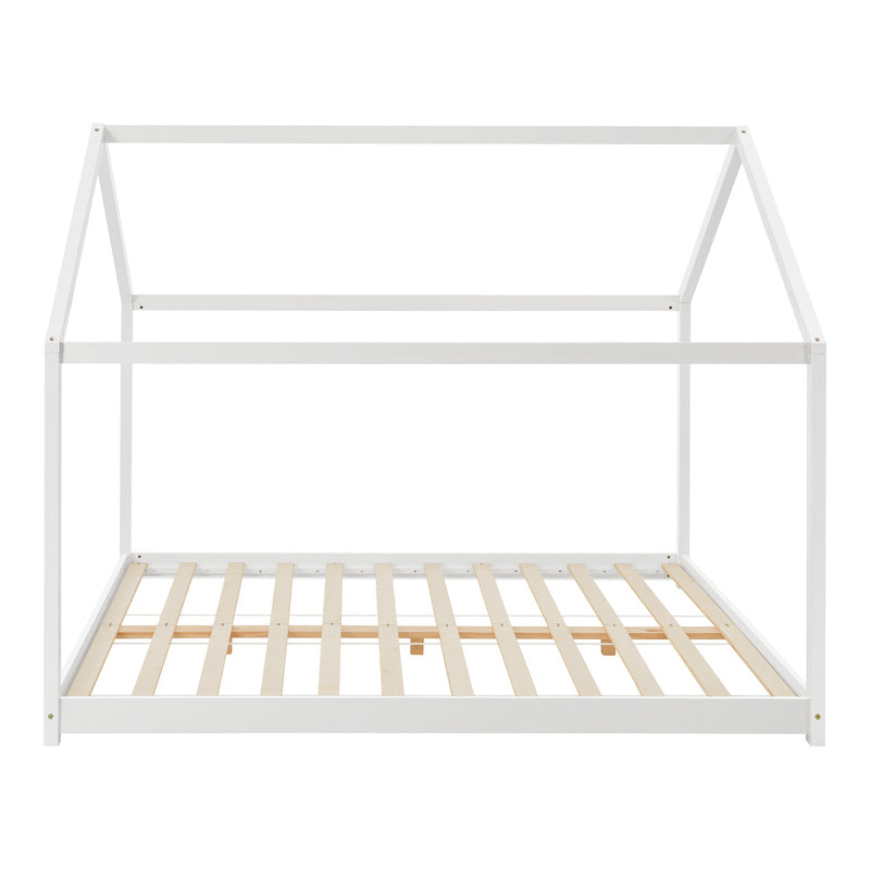 Huisbed Kinderbed – Bedhuisje – Speelbed – Juniorbed – Houten Bed – 140x200 cm – Massief Grenenhout – Mat Wit Design