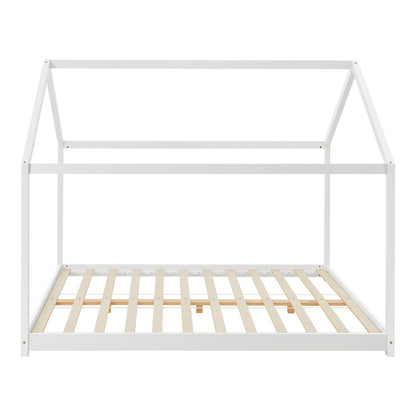 Houten Huisbed – Kinderbed – Bedhuis – Speelbed – Bedhuisje – 120 x 200 cm – Grenenhout Wit – Eenvoudige Montage – Veilig & Knus