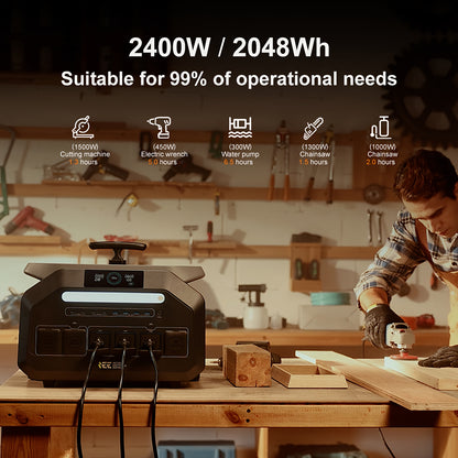 Stroomgenerator – Powerstation – Aggregaat – Noodstroom – Zonnegenerator – Draagbaar – 2048Wh LiFePO4 Batterij – Snelladen 1 Uur – 16 Poorten – App Bediening
