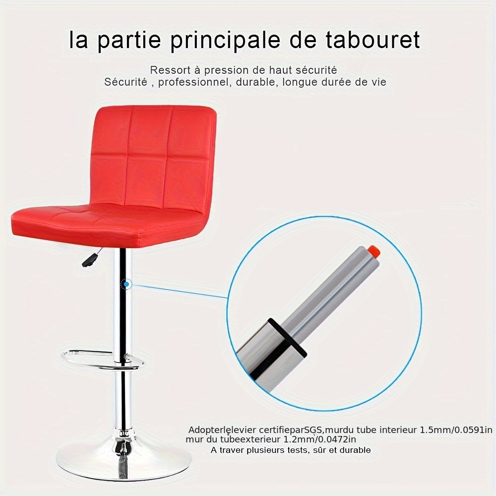 Barkrukken – Barstoelen – Keukenkruk – Stoel – Kruk – Set Van 2 – Verstelbare Zithoogte 92-112 cm – 360° Draaibaar – Ergonomische Rugleuning – Stalen Frame Met Antislipvoet – Rood Kunstleer – Comfortabel & Duurzaam