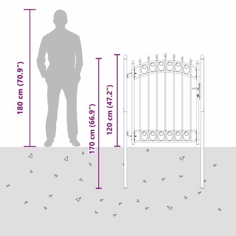 Hekpoort met spijkers Grijs 150 x 100cm Poedercoated staal Safe and strong, easy to install, Outdoor Fencing, Sturdy Barrier, Strong Metal, Outdoor Enthusiasts