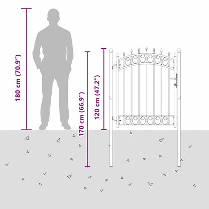 Hekpoort met spijkers Grijs 150 x 100cm Poedercoated staal Safe and strong, easy to install, Outdoor Fencing, Sturdy Barrier, Strong Metal, Outdoor Enthusiasts