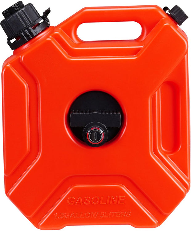 Benzinekan - Brandstoftank met Uitloop en Afsluitbare Beugel - Benzineopslagcontainer - Automatische Uitschakelfunctie en Instelbaar Debiet - Compatibel met de Meeste Voertuigen - 5 Liter - Rood