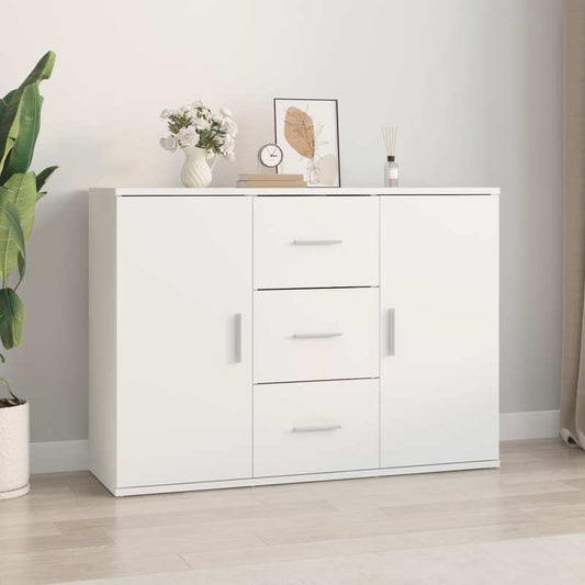 Modern White Sideboard with 3 Drawers & 2 Doors - Hardwood, Minimalist Design, Removable Storage, Perfect for Living Room or Bedroom, Living Room Furniture, Bedroom Storage, Sleek Furniture, Smooth Finish, Contemporary Furnit