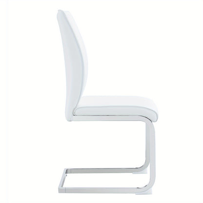Eetkamerstoel – Stoel – Zithoekstoel – Keukenstoel – Accentstoel – Set Van 2 – Wit – Met Zilverkleurig Metalen Frame – Comfortabele Zitting
