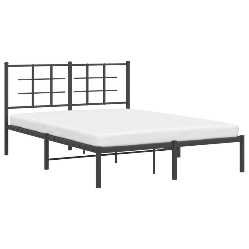 Bed Frame with Headboard Metal Black 135X190 Cm