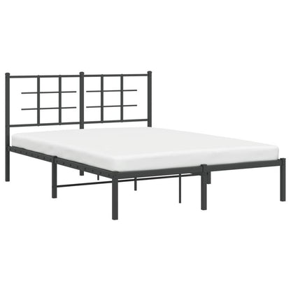 Bed Frame with Headboard Metal Black 135X190 Cm