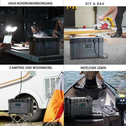 Powerstation – Solar Generator – Noodstroomvoorziening – Draagbare Accu – Outdoorset Stroomvoorziening – 1451Wh Capaciteit – 2400W Continu Vermogen