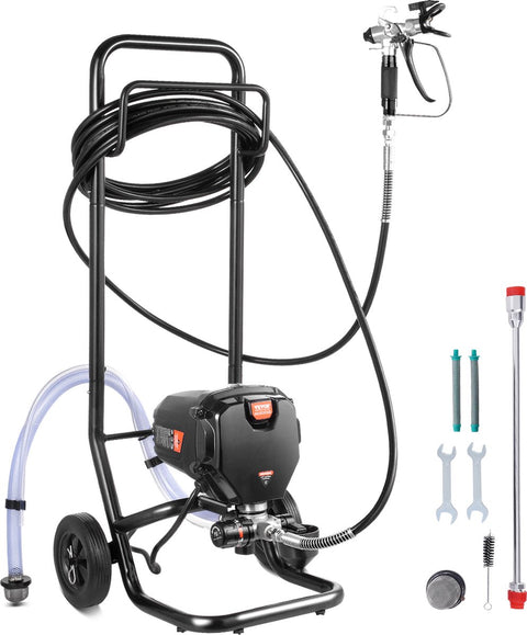 Airless Verfspuitsysteem - 3000PSI - 750W - 220V - Spuitverfmachine - Oprolbaar Hoge Druk Verfspuit - met 15m Slanglengte - 1.2 l/min Maximale Stroom - Zwart