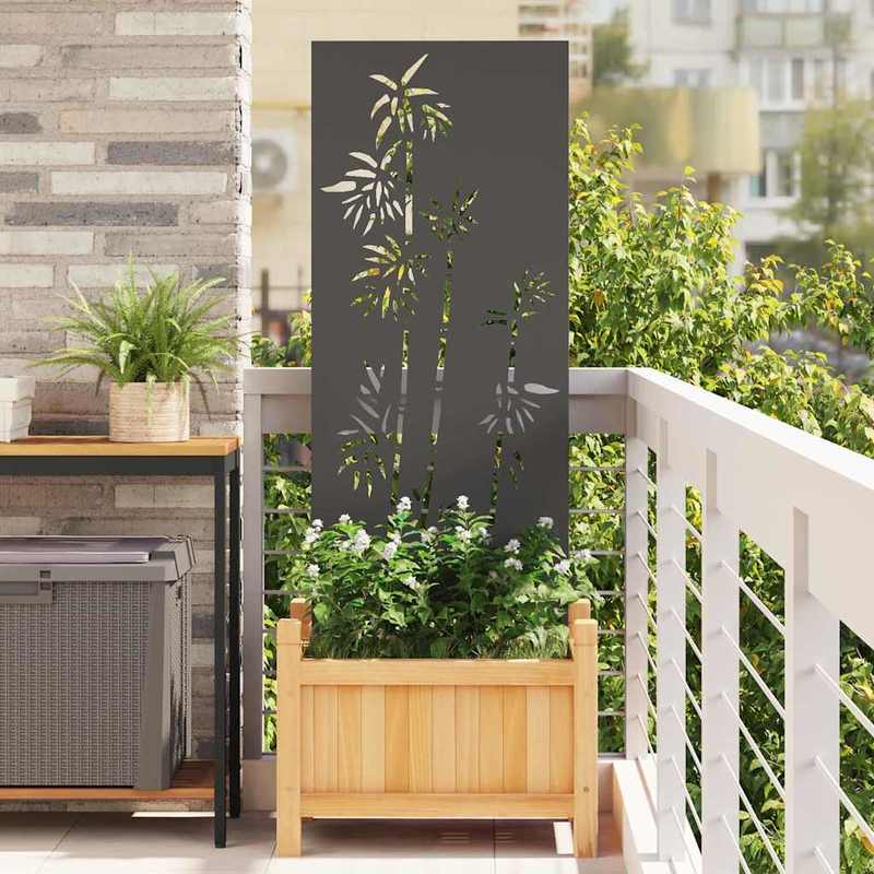 Tuinscherm – Privacyscherm – Schuttingpaneel – Balkonafscheiding – Terrasscherm – Zwart Met Bloemmotief – 50x140 cm – Koudgewalst Staal