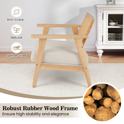 Rotanstoel – Rieten Stoel – Eetkamerstoel – Tuinstoel – Fauteuil – Rubberhout Frame – PE Rotan Rugleuning met Kussen