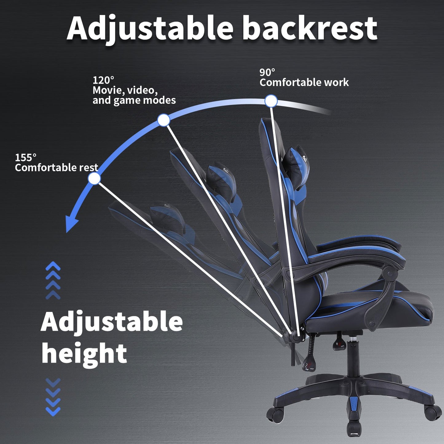 High-Back Gaming Chair PC Office Chair Computer Racing Chair PU Desk Task Chair Ergonomic Executive Swivel Rolling Chair with Lumbar Support for Back Pain Women, Men