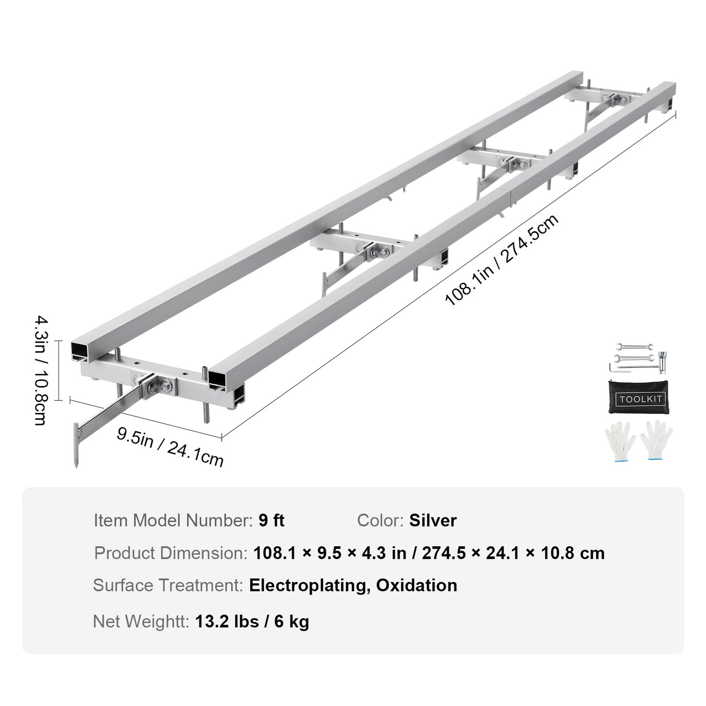 Zaaggeleider Kettingzaag – Zaagrail – Zaagslede – Kettingzaaggeleider – Zaagmal – 9 Voet Lengte – Lichtgewicht Aluminium & Ijzer