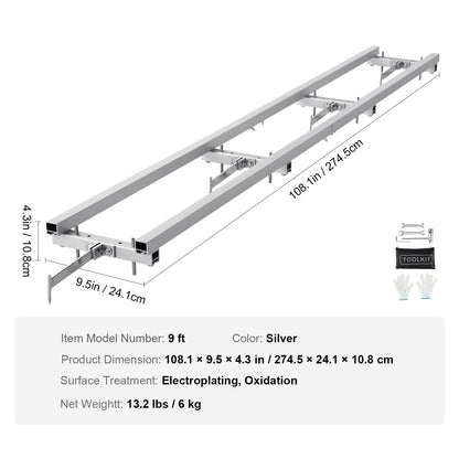 Zaaggeleider Kettingzaag – Zaagrail – Zaagslede – Kettingzaaggeleider – Zaagmal – 9 Voet Lengte – Lichtgewicht Aluminium & Ijzer
