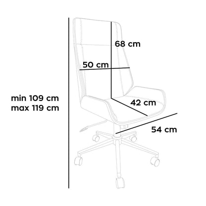 Bureaustoel – Kantoorstoel – Draaistoel – Executive Chair – Bureaustoelen – Wit Kunstleer – Parawood Frame – Verstelbare Zithoogte 109-119 cm – 360° Draaibaar