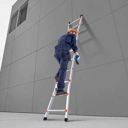 Telescopische A-Frame Ladder – Uittrekbare Ladder – Vouwladder – Multi-inzetbare Ladder – Compacte Klimladder – Aluminium – 288 cm Hoogte – Draagkracht 150 kg
