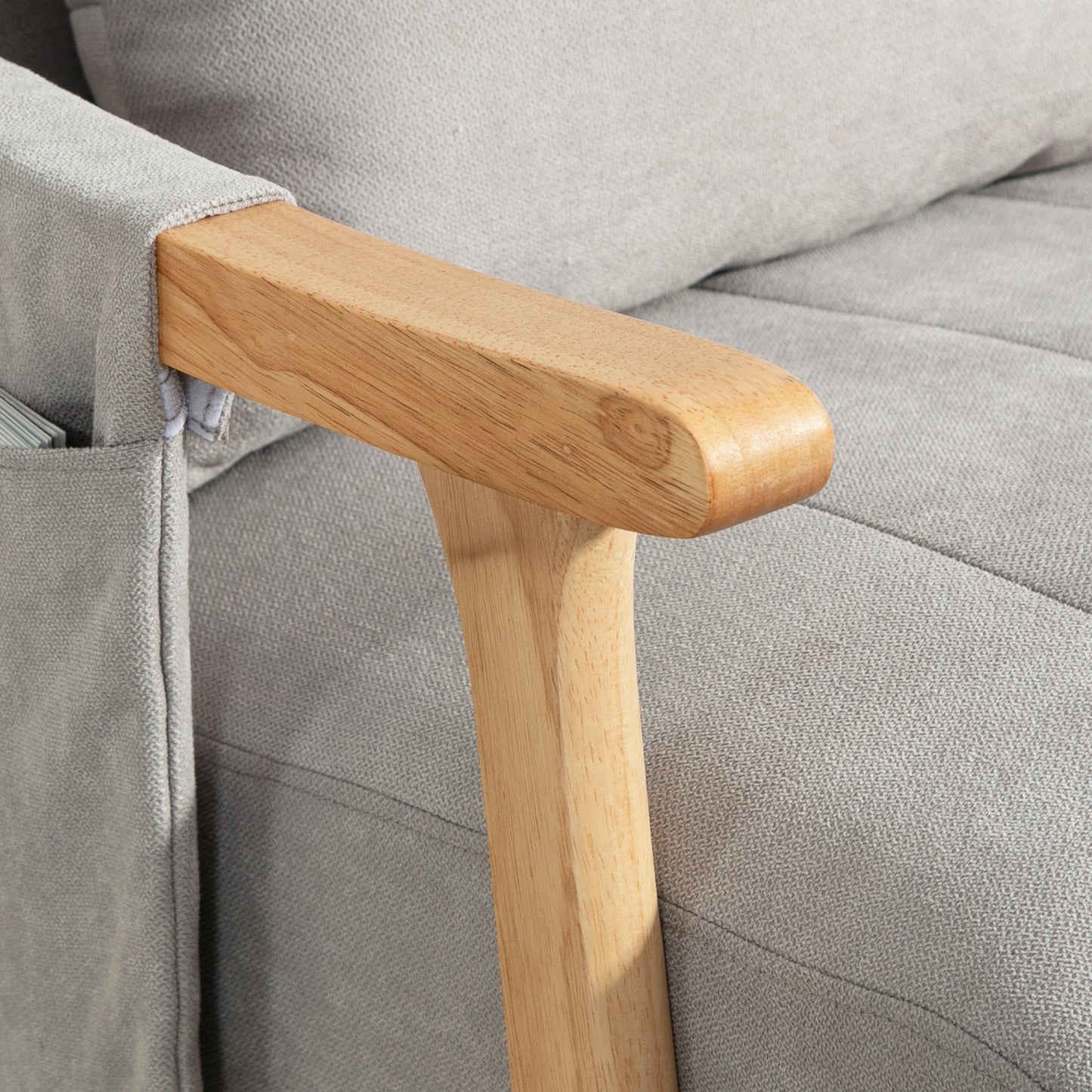 Schommelstoel – Rocking Chair – Schommelstoel Met Kussen – Relaxstoel – Lounge Stoel – Zacht Gevoerd – Beukenhouten Frame – Zijvak Opbergruimte – Stil Schommelen
