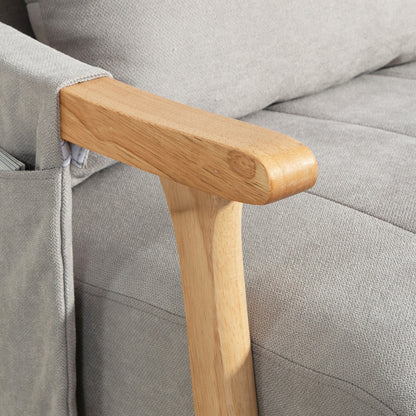 Schommelstoel – Rocking Chair – Schommelstoel Met Kussen – Relaxstoel – Lounge Stoel – Zacht Gevoerd – Beukenhouten Frame – Zijvak Opbergruimte – Stil Schommelen