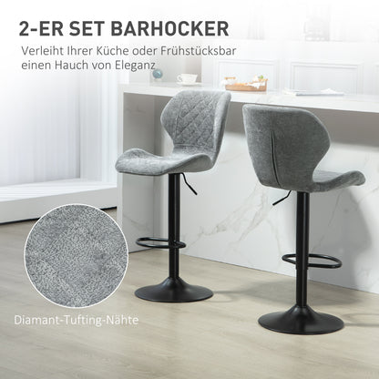 Barkrukken – Barstoelen – Keukenstoelen – Barkrukken Met Rugleuning – Draaibare Barkrukken – Hoogte Verstelbaar – Soft Chenille Bekleding – Stevig Stalen Frame
