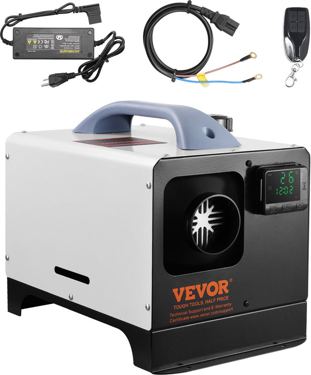Auto Diesel Luchtverwarmer - Alles-In-ééN - 5-8 Kw - Met 30m Afstandsbediening En Lcd-Scherm - Snelle Verwarming, Geluidsarm, Draagbare Autoverwarmer Voor Auto'S, Campers, Vrachtwagens, Tractoren, Garages, Hutten, Buiten Kamperen - Wit