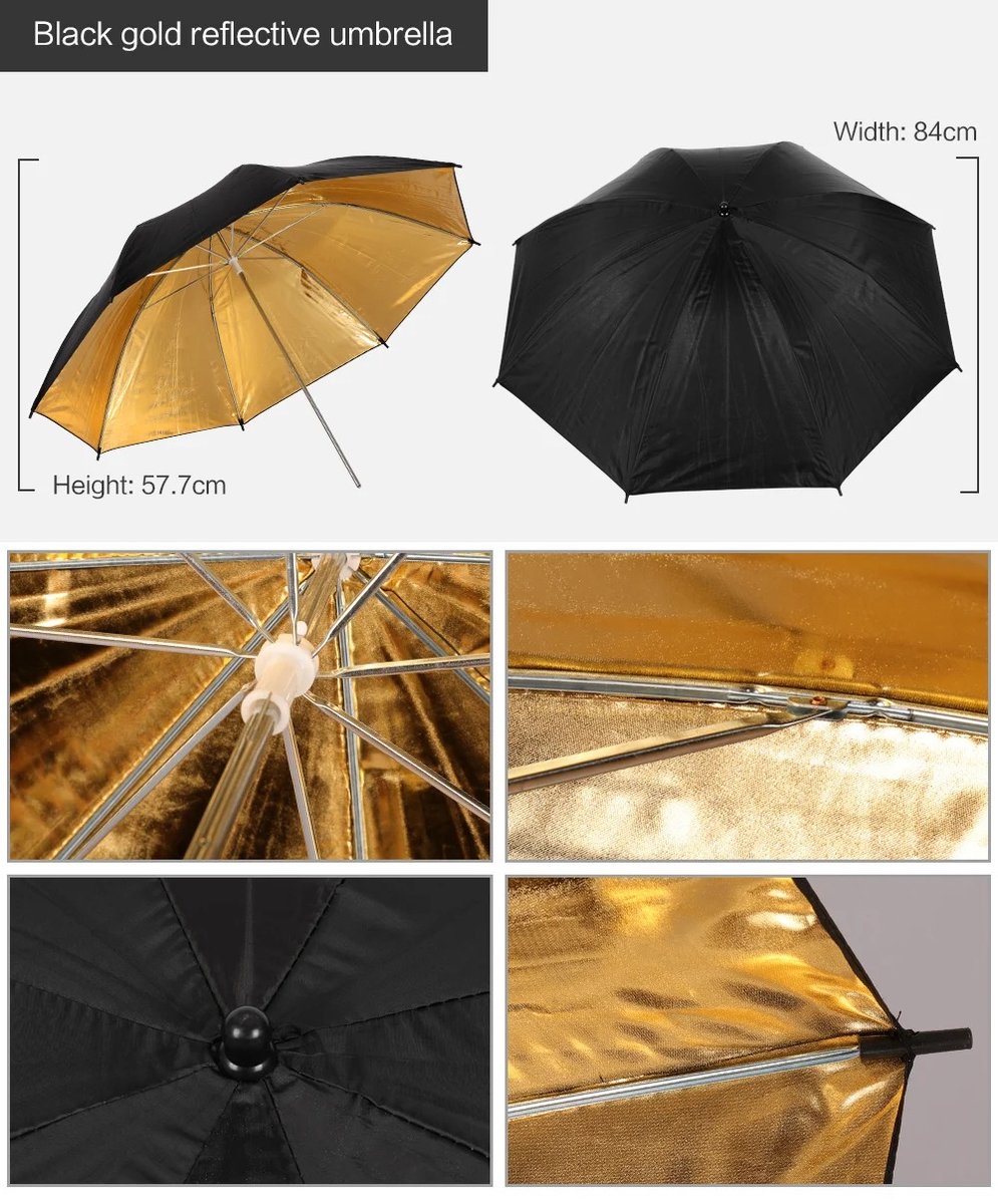 Photo Studio Softbox Lighting Kit with Background Frame - Backdrop System - Studio Photography - Includes 3 Backdrops, Tripod, Reflector Board and 4 Umbrellas - Complete Set