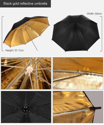 Photo Studio Softbox Lighting Kit with Background Frame - Backdrop System - Studio Photography - Includes 3 Backdrops, Tripod, Reflector Board and 4 Umbrellas - Complete Set