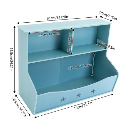 Boekenkast – Boekrek – Boekenplank – Opbergkast – Tijdschriftenrek – Multifunctioneel – Lichtblauw – Ruime Opbergruimte – Stevig PVC Materiaal