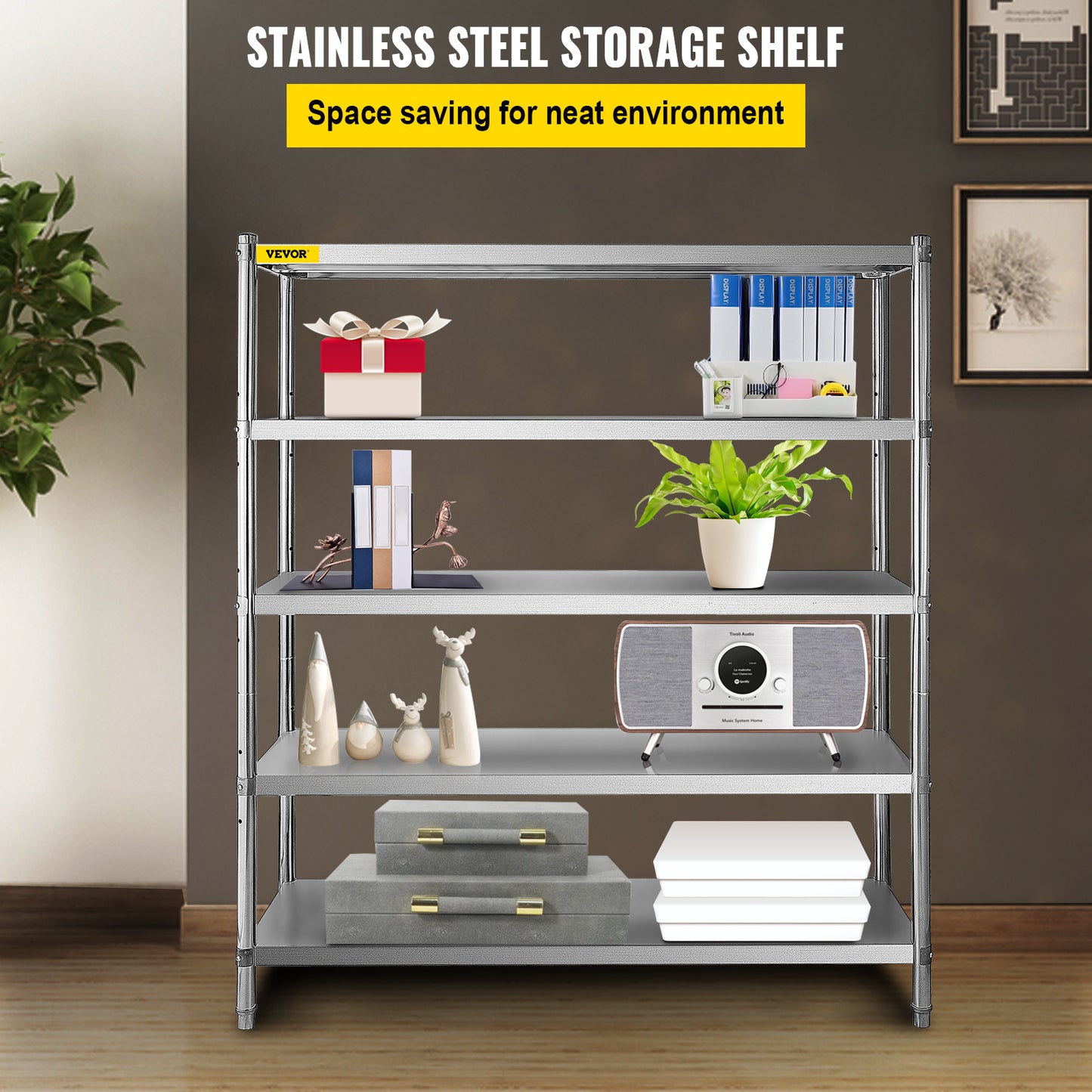 Opslagkast Roestvrijstaal – Stellingkast – Rek – Opbergrek – Garagekast – 5 Lagen – Verstelbare Planken – Max 150 kg Per Laag